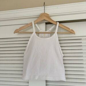 Free People White Ribbed Tank Top